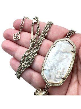 Kendra Scott Roxanne Necklace Gold Tone Pearl Tassle Pendant